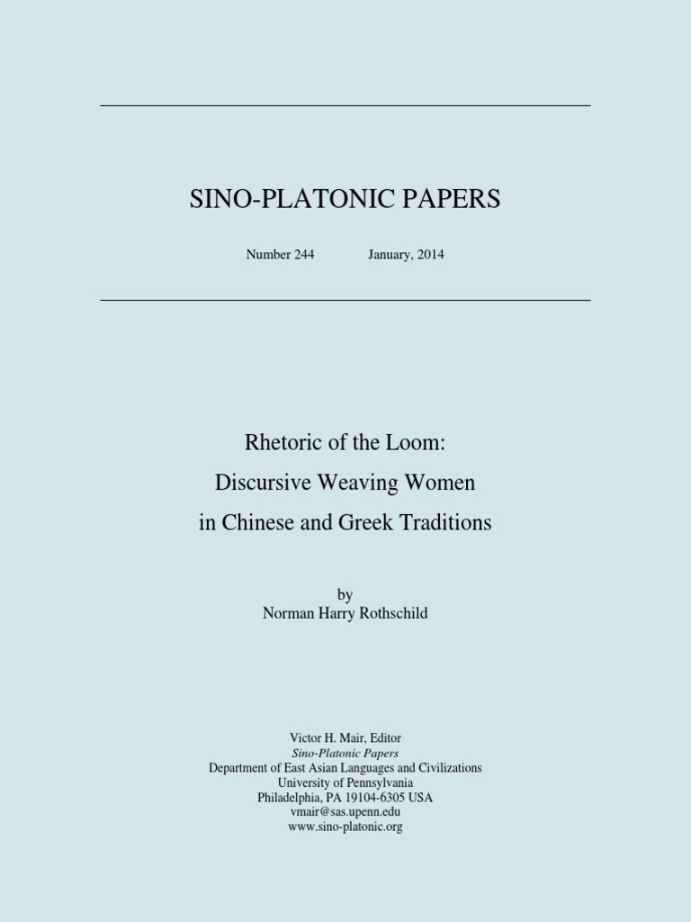 Norman Harry Rothschild - Rhetoric of The Loom. Discursive Weaving ...