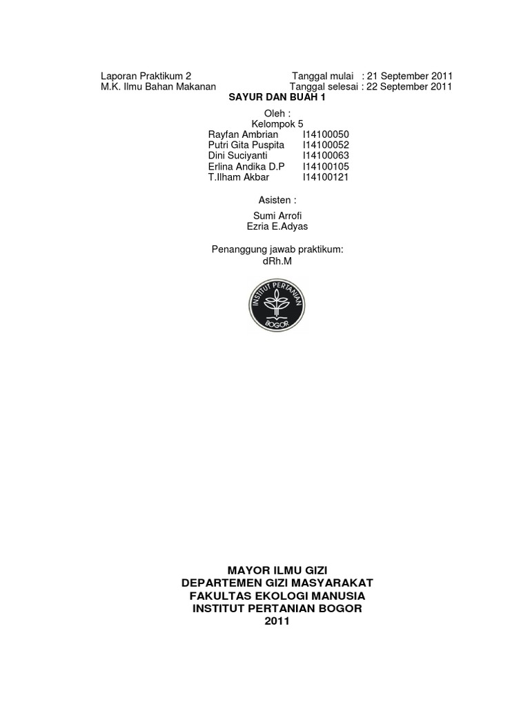 Laporan Buah Dan Sayur 1