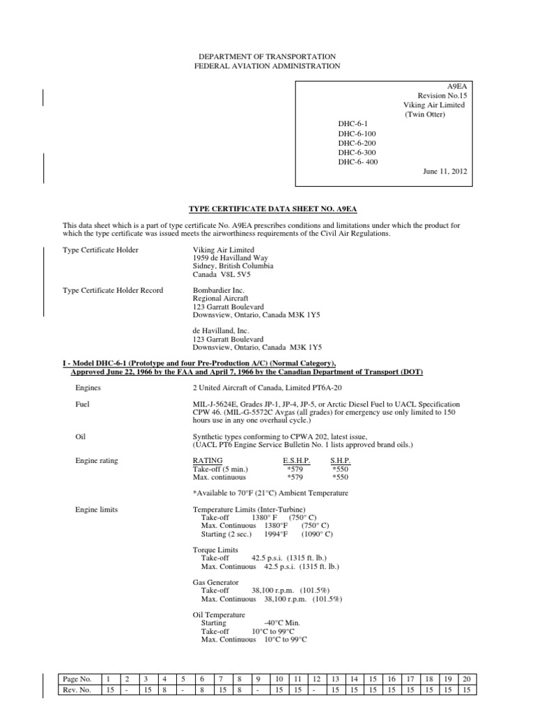 Faa Tcds A9ea Rev15 | PDF | Flap (Aeronautics) | Flight Control Surfaces