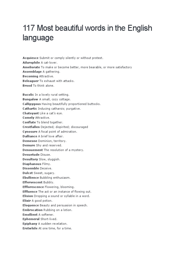 117 Beautiful Words in English | PDF | Nature