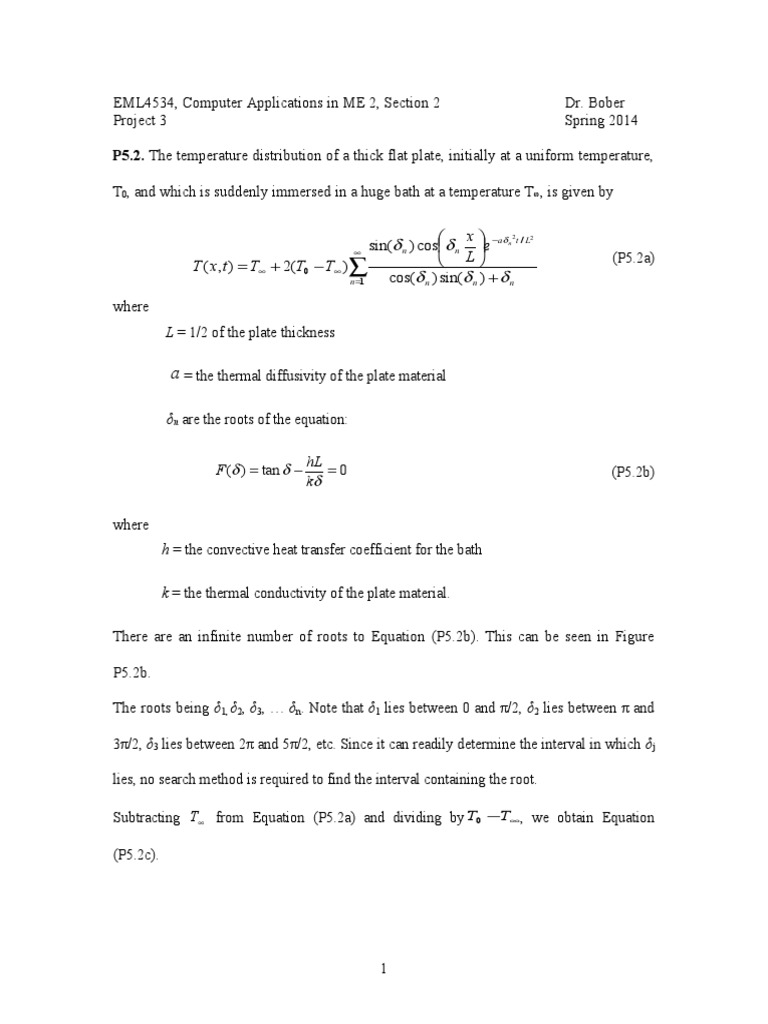 P5.2. The Temperature Distribution of A Thick Flat Plate, Initially at ...