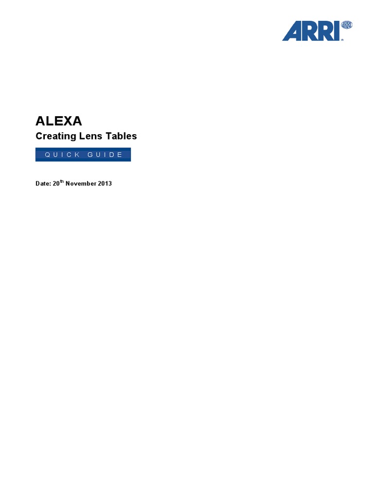 ALEXA Lens Table Creation Guide | PDF | Lens (Optics) | Camera Lens