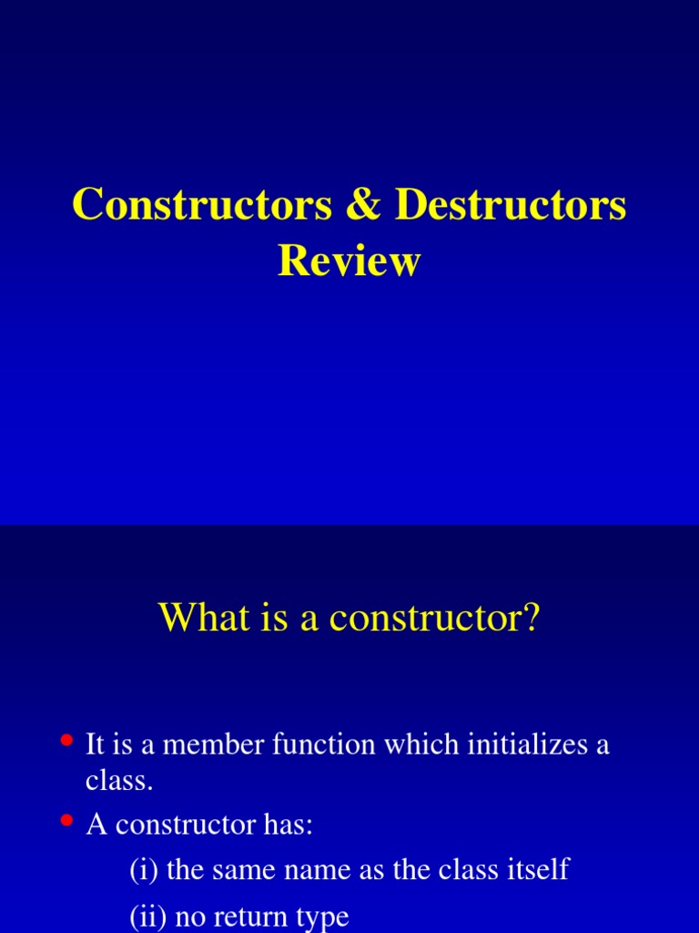 Constructors & Destructors Review | PDF | Constructor (Object Oriented ...