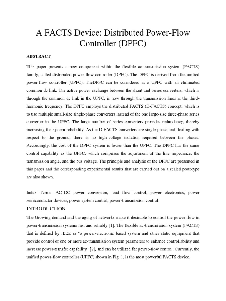 A Facts Device PDF Electric Power Transmission Ac Power