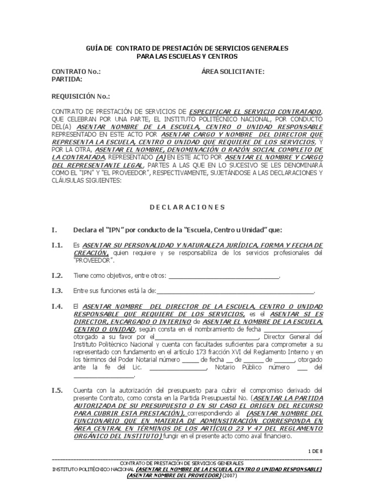 Contrato De Prestacion De Servicios Generalesdocx