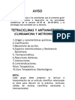Actividades académicas semana 22-10 al 26-10-2012 Tetraciclinas y antianaerobios