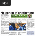 SIDELINED: No Sense of Entitlement (The Star, April 25, 2014)