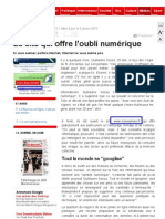 JDD 02-01-2010 Le Site Qui Offre L'oubli Numérique PDF