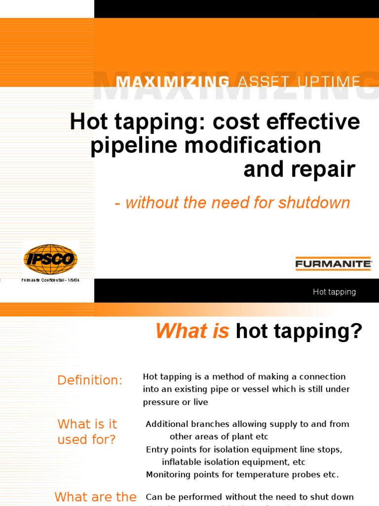 Hot tapping cost effective pipeline modification and repair Coupon
