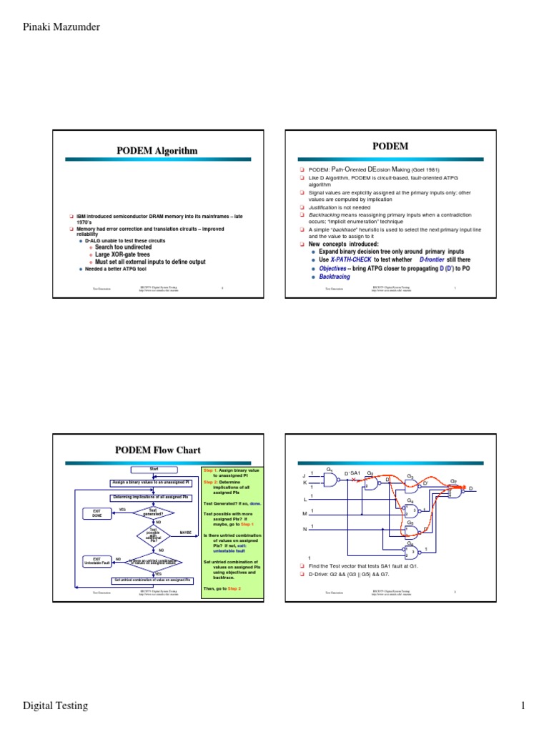 PODEM Algorithm Podem | PDF | Digital Electronics | Pi
