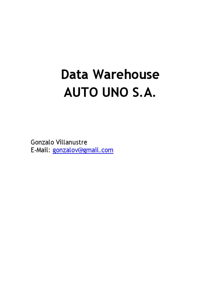 DataWarehouse AUTO UNO S.A. Ejemplo PDF Almacén de datos Microsoft