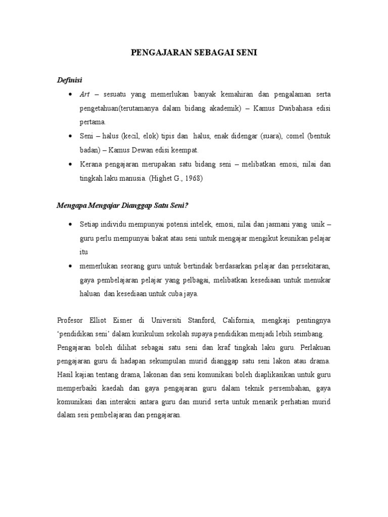 Pengajaran Sebagai Seni Pdf