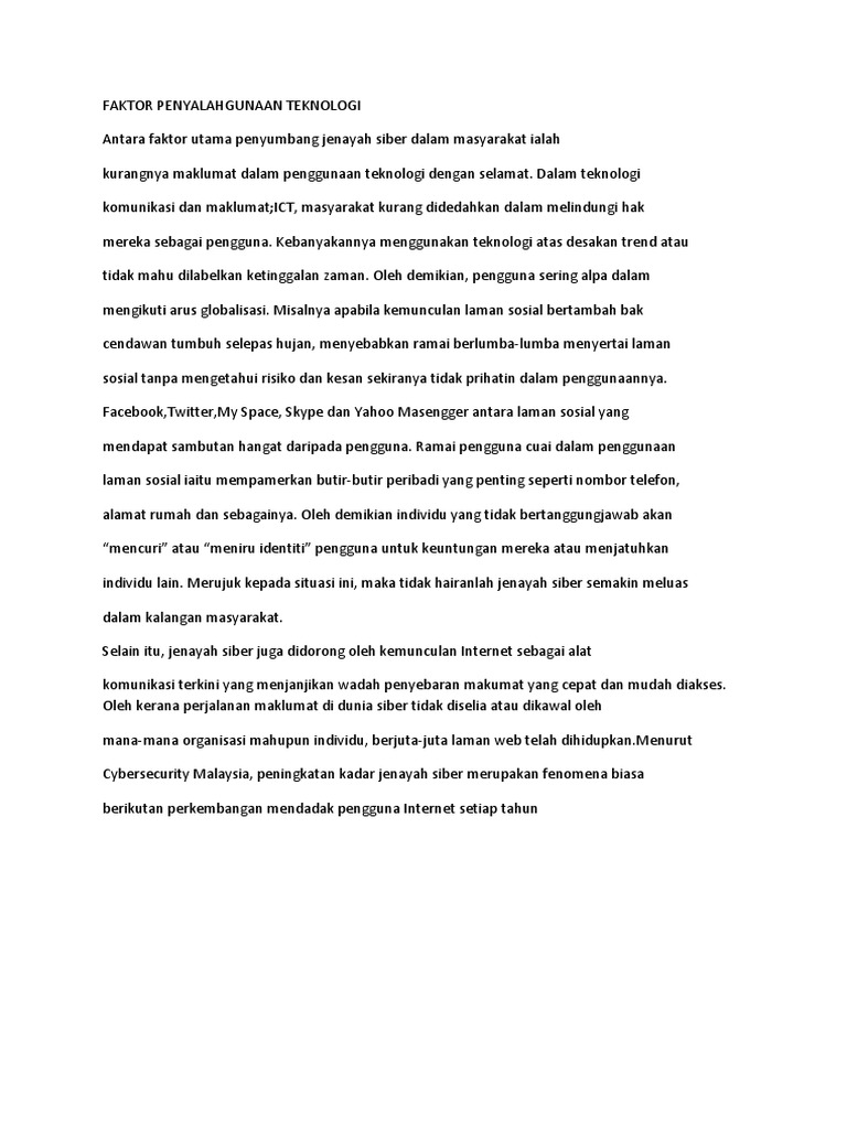 Faktor Penyalahgunaan Teknologi Pdf