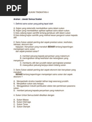 Soalan Sains Sukan Tingkatan 4 Pdf