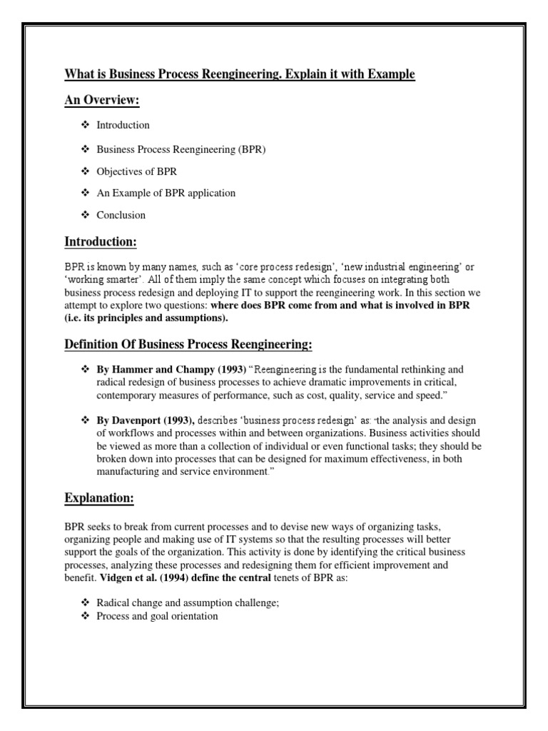 Business Process Reengineering Overview | PDF | Business Process ...