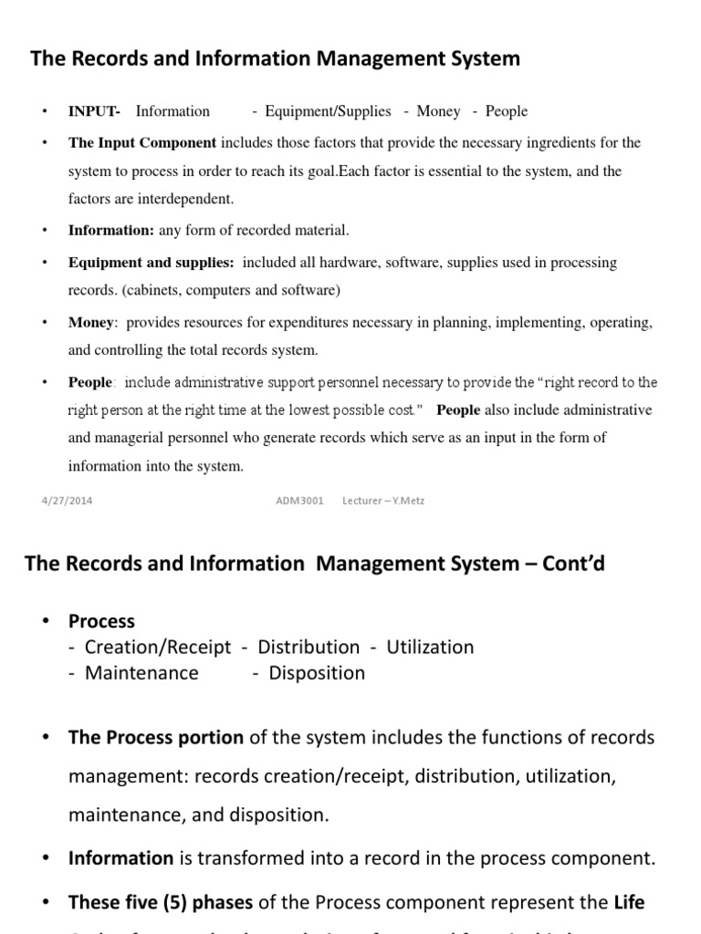 RECORDS AND INFORMATION MANAGEMENT Records Management Audit