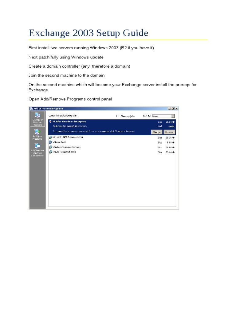 Exchange 2003 Setup Guide | PDF | Internet Protocols | Internet Standards