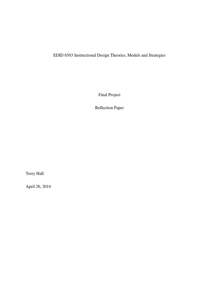 Instructional Design Project Reflection | PDF | Instructional Design ...