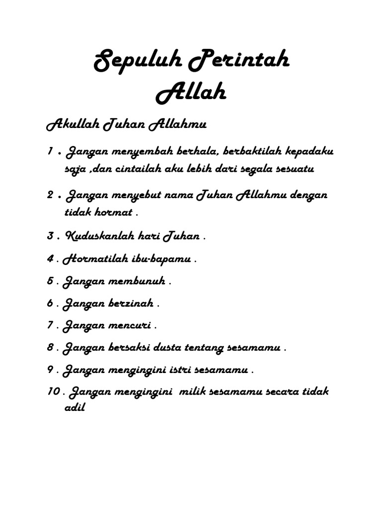 Sepuluh Perintah Allah