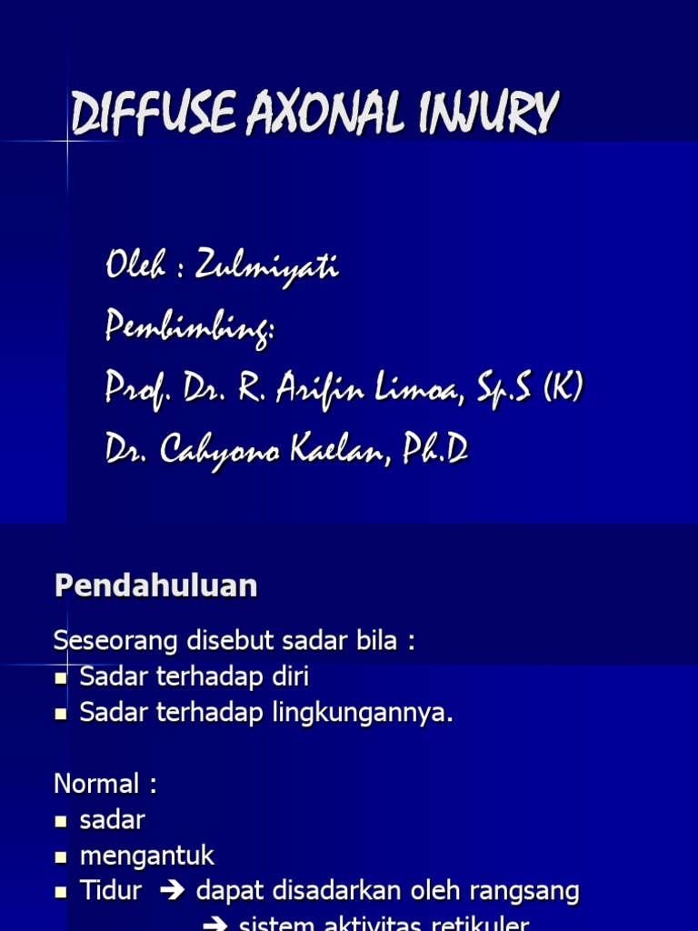 Cedera Aksonal Difus: Penjelasan DAI | PDF