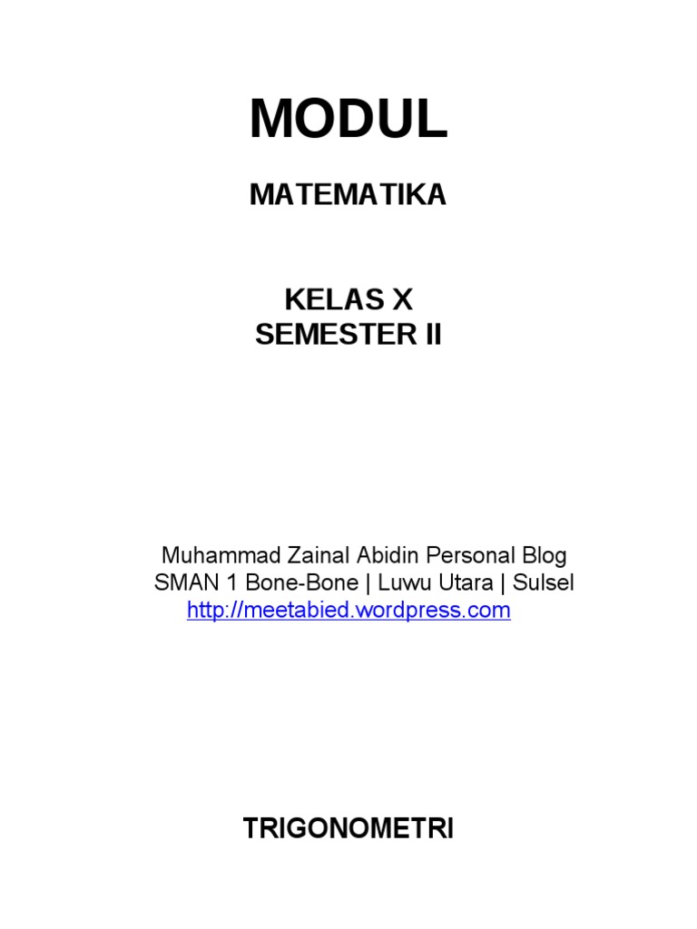Modul Matematika Kelas Xi Trigonometri | PDF