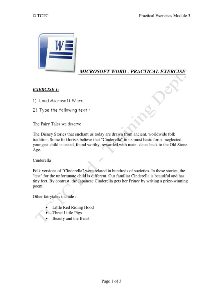 Microsoft Word Exercises | PDF