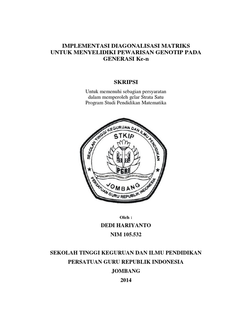 Diagonalisasi Matriks untuk Genotip | PDF