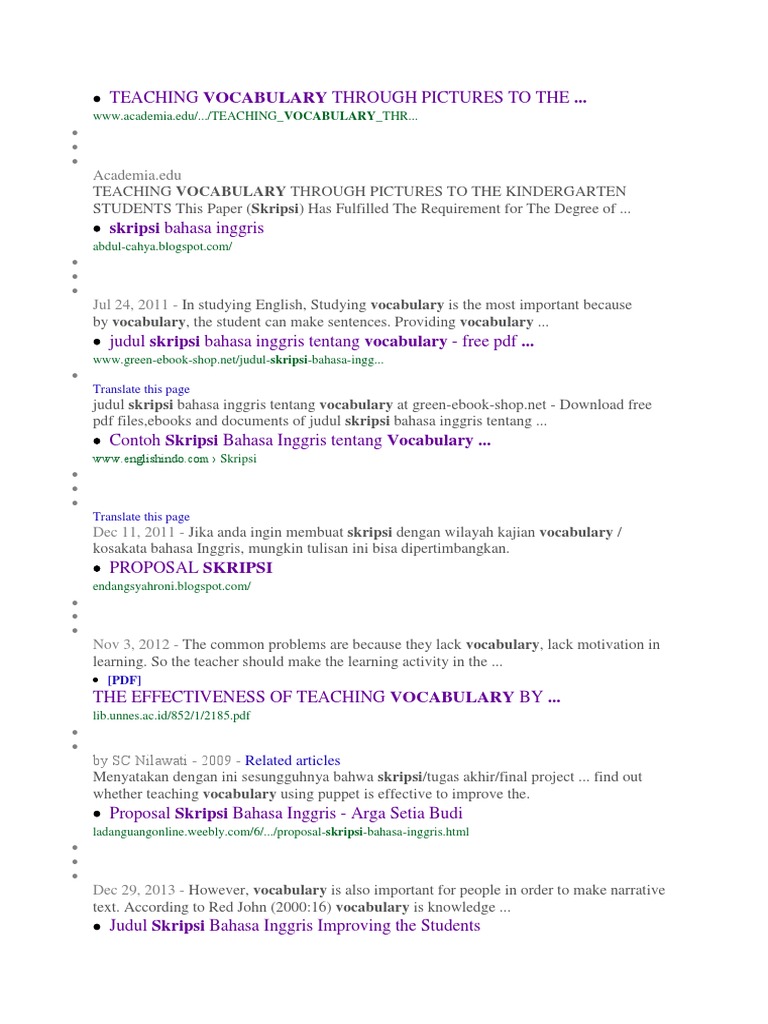 Teaching Indonesian Language Vocabulary