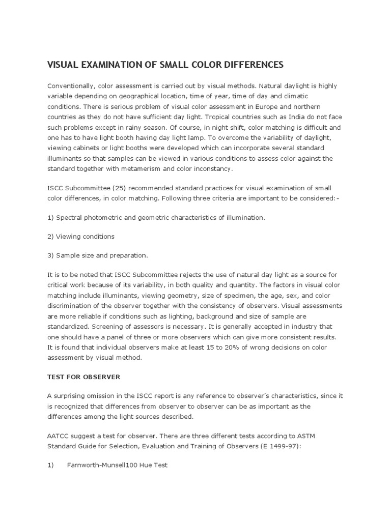 Visual Color Assessment Standards | PDF | Technology & Engineering