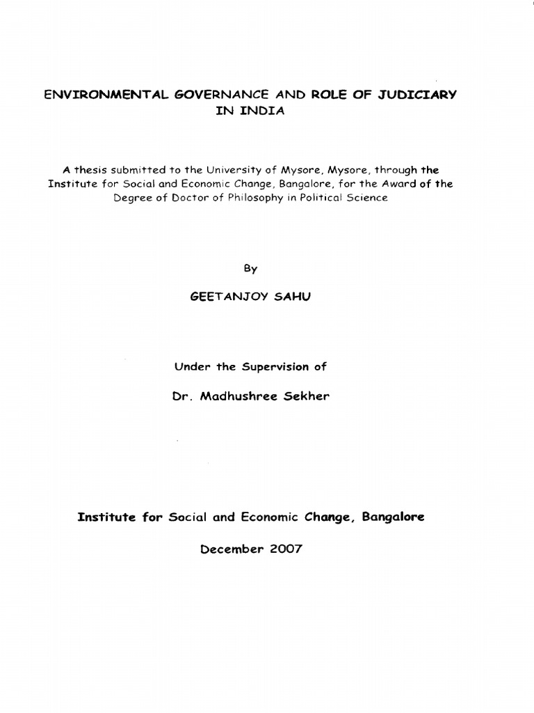 Environmental Governance and Role of Judiciary in India | PDF ...