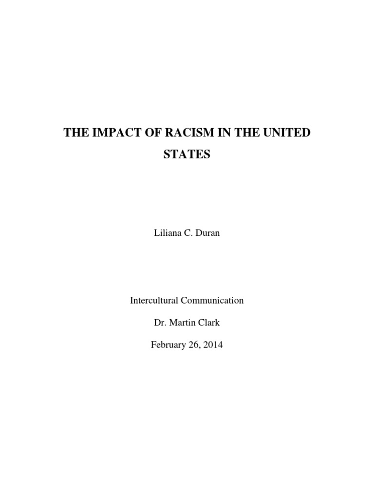 Effects of Racism in America Today | PDF | Racism | Discrimination ...