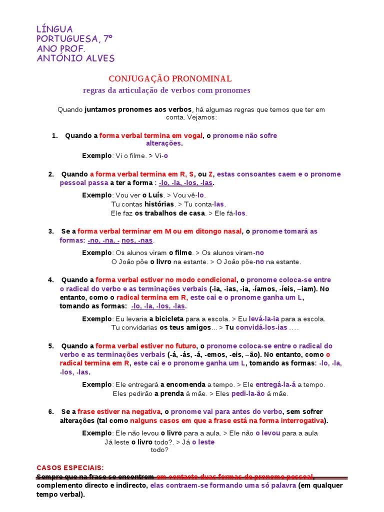 Calaméo - Conjuga O Pronominal Regras Articula O Verbos Pronomes Blog 8 09  10