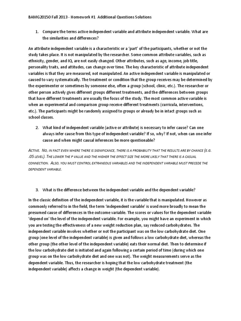 Homework+ 1+Additional+Questions+Solutions | PDF | Dependent And ...