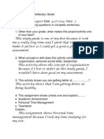 elective portfolio reflection sheet