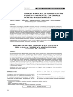 Prioridades Regionales Y Nacionales de Investigación en Salud, Perú 2010-2014: Un Proceso Con Enfoque Participativo Y Descentralista