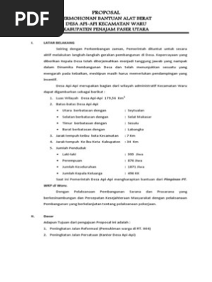 Proposal Permohonan Alat Berat Pdf