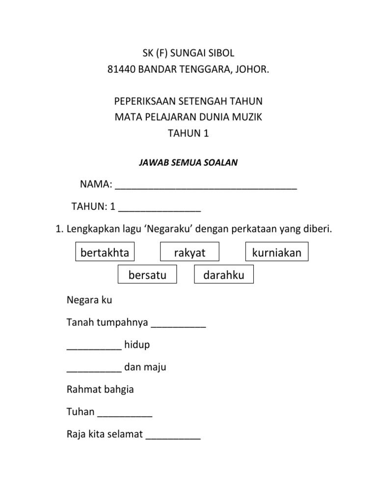 Th 1 Ujian Dunia Muzik Pdf
