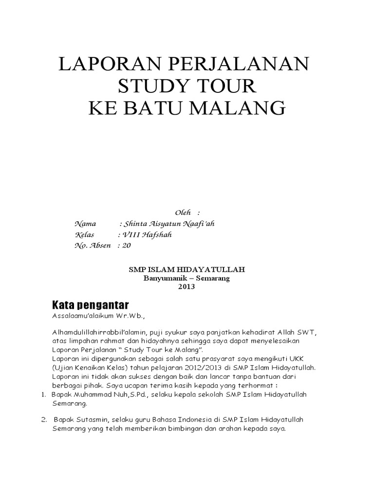Contoh Lembar Pengesahan Laporan Study Tour - Kumpulan Contoh Laporan