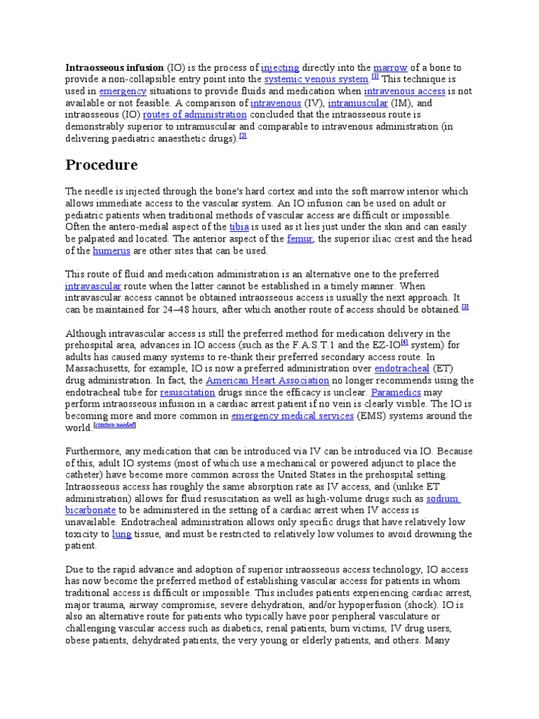 Intraosseous Infusion | Download Free PDF | Medicine | Clinical Medicine