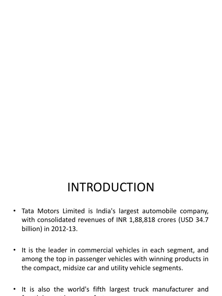 Tata Motors Company Profile PDF Land Vehicles Vehicles