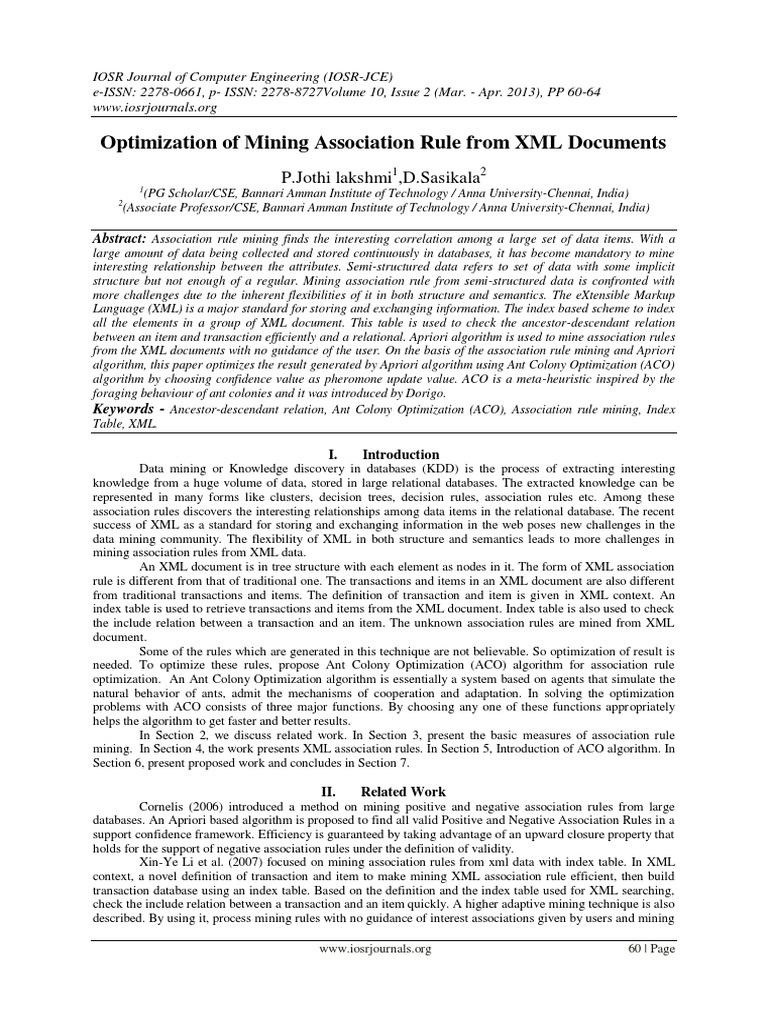 Optimization of Mining Association Rule From XML Documents | PDF ...