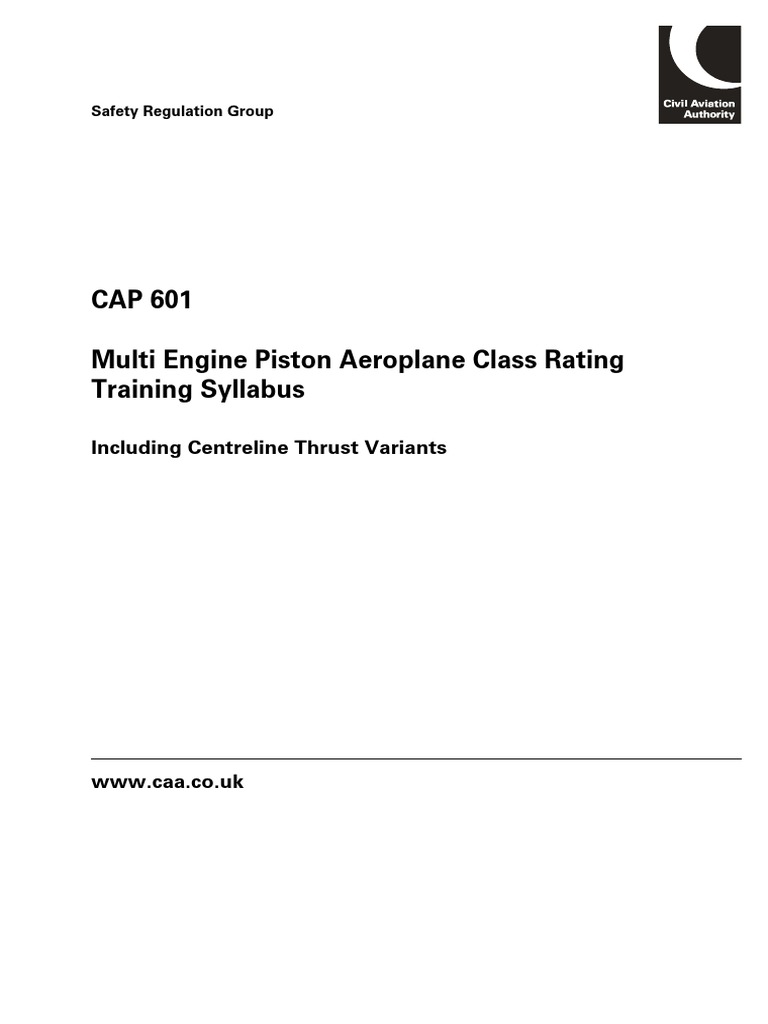 CAP 601 Multi Engine Piston Aeroplane Class Rating Training Syllabus ...