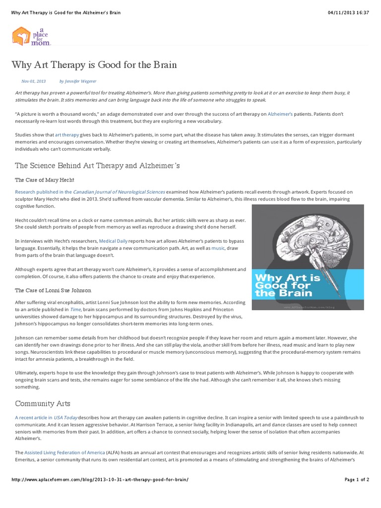 Why Art Therapy Is Good For The Alzheimer S Brain Download Free Pdf