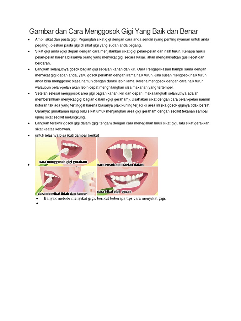 Gambar Dan Cara Menggosok Gigi Yang Baik Dan Benar