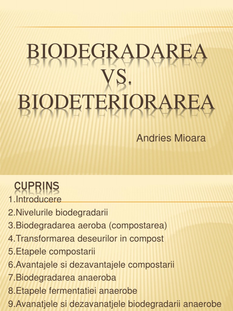 Biodegradarea vs. Biodeteriorarea | PDF