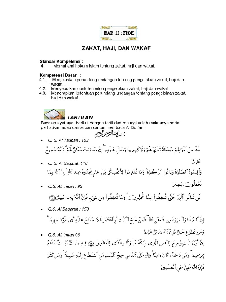 Bab 11. Zakat, Haji Dan Wakaf