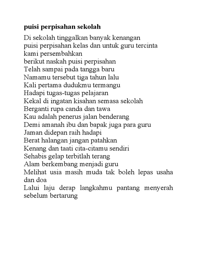 Contoh Puisi Perpisahan Sekolah