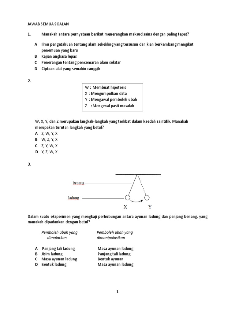 Sains Tingkatan 4 Kertas 1