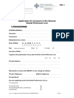 General Dental Performers List Application