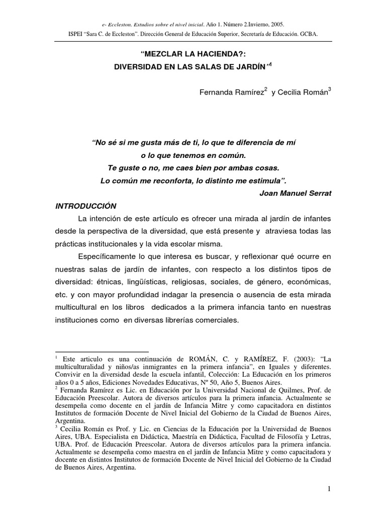 Diversidad en el Jardín de Infancia Mitre | PDF | Ciencias sociales ...